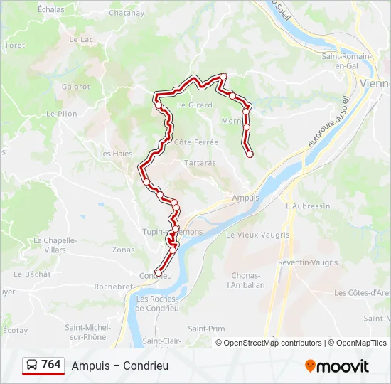764 Bus Line Map