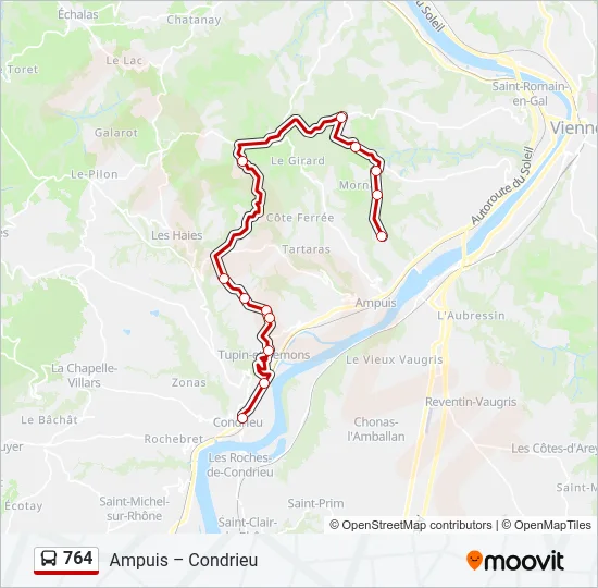 764 Bus Line Map