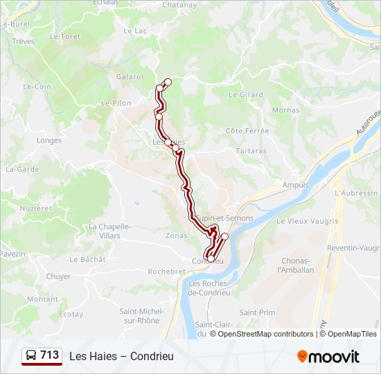 Plan de la ligne 713 de bus