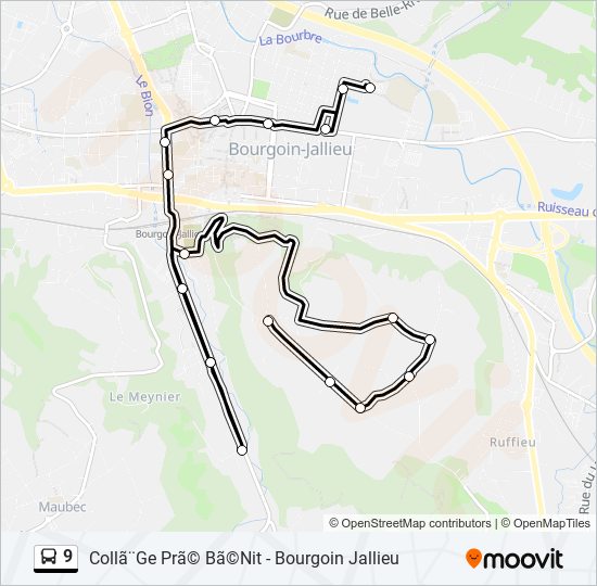 Plan de la ligne 9 de bus