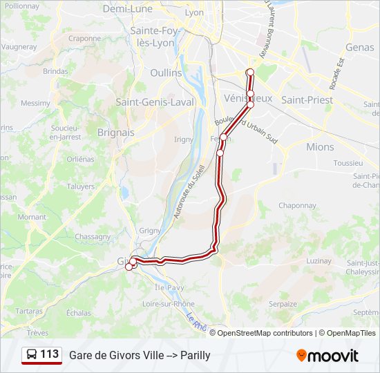 Plan de la ligne 113 de bus