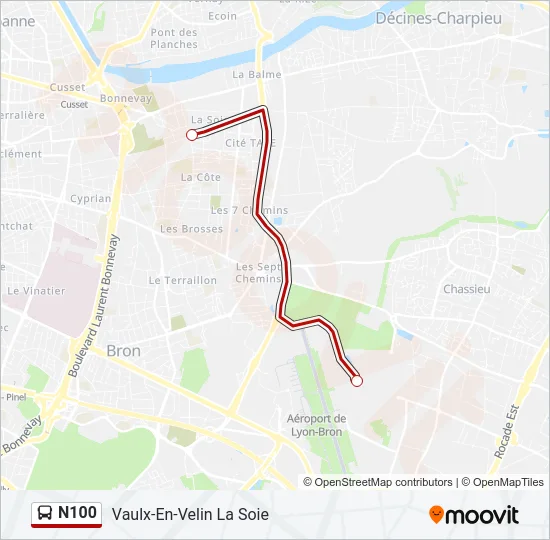 N100 Bus Line Map