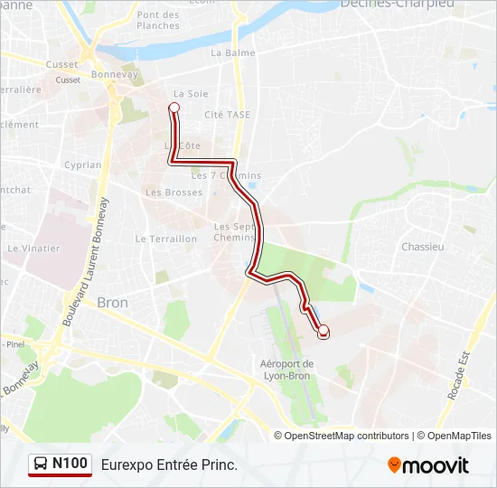 N100 Bus Line Map
