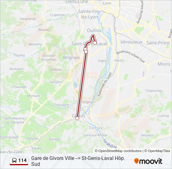 Mapa de 114 de autobús