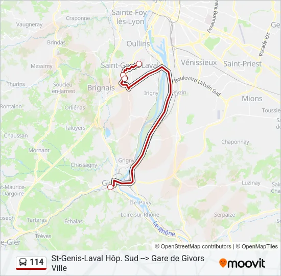 114 Bus Line Map