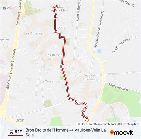 52E bus Line Map