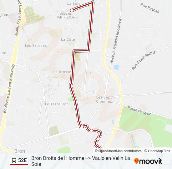 52E Bus Line Map