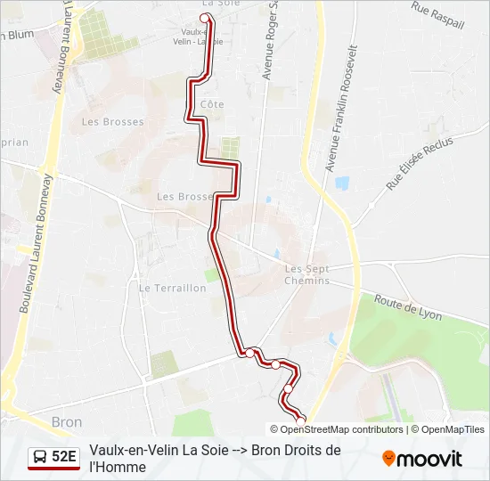 52E Bus Line Map