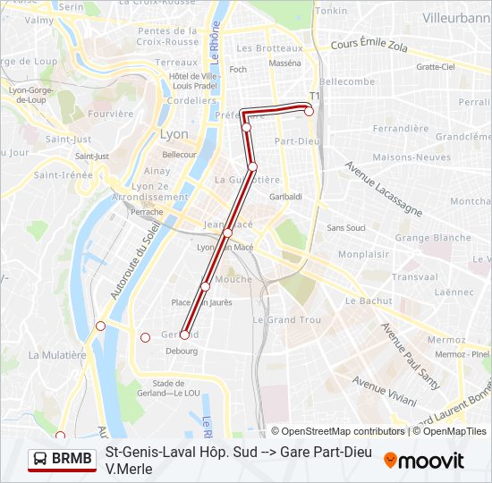 Plan de la ligne BRMB de bus