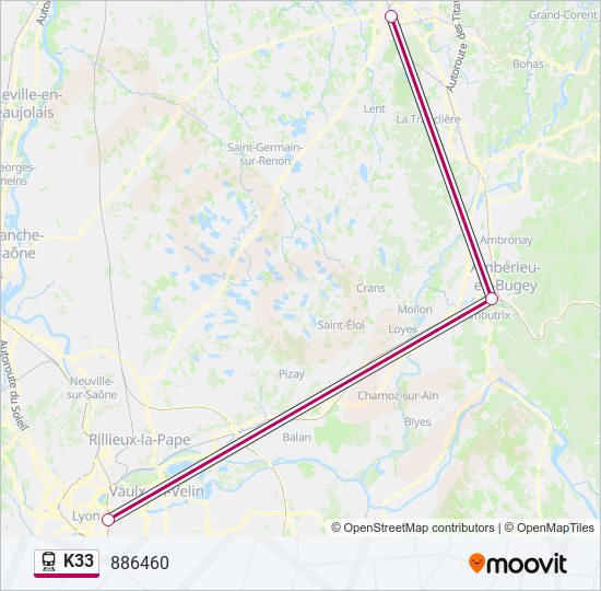 K33 train Line Map