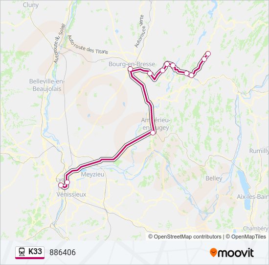 K33 train Line Map