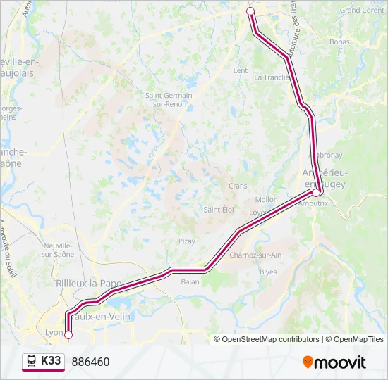 K33 Train Line Map