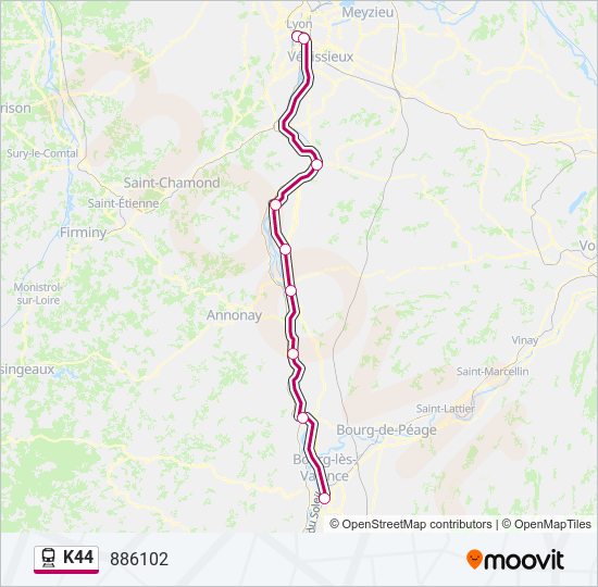 K44 train Line Map