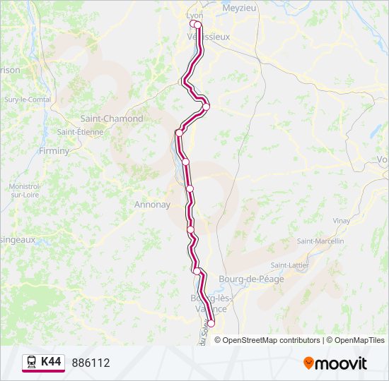 Plan de la ligne K44 de train