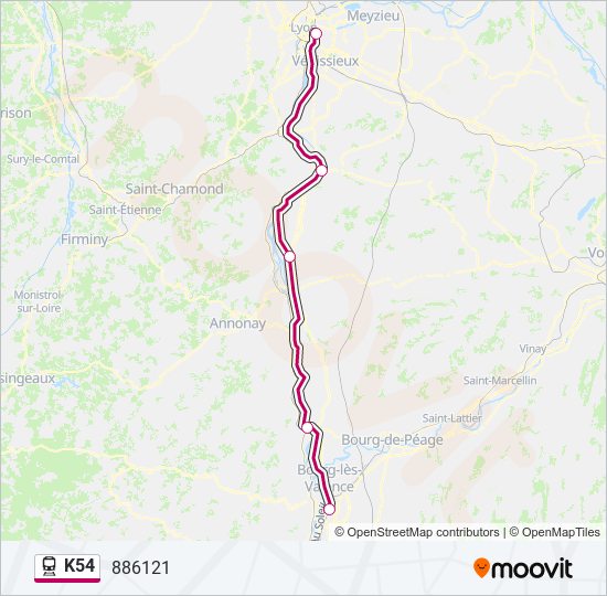 Plan de la ligne K54 de train