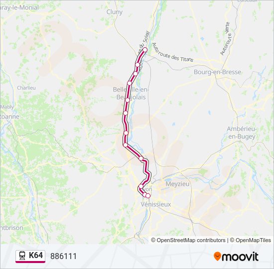 Mapa de K64 de tren