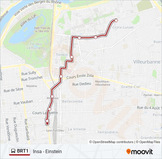 Plan de la ligne BRT1 de bus