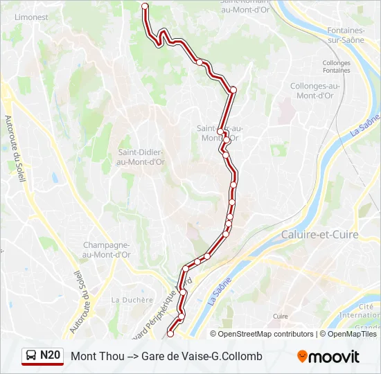 N20 Bus Line Map