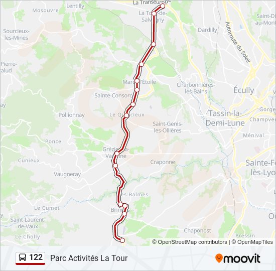 Plan de la ligne 122 de bus