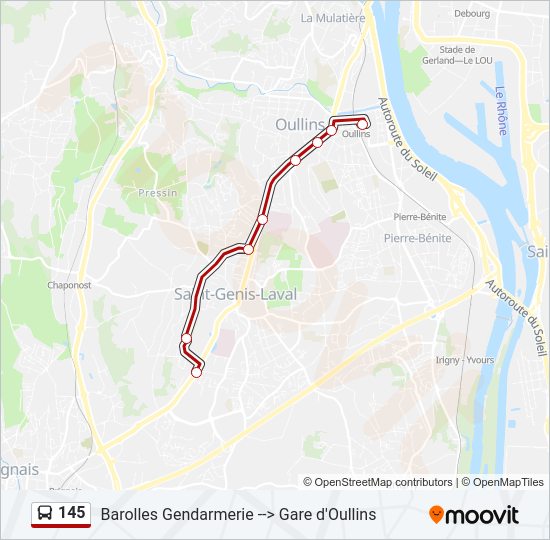 Plan de la ligne 145 de bus