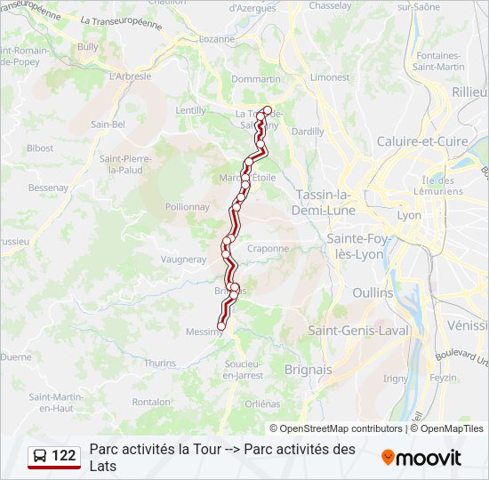 Plan de la ligne 122 de bus