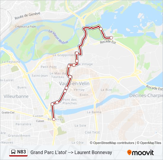N83 Bus Line Map