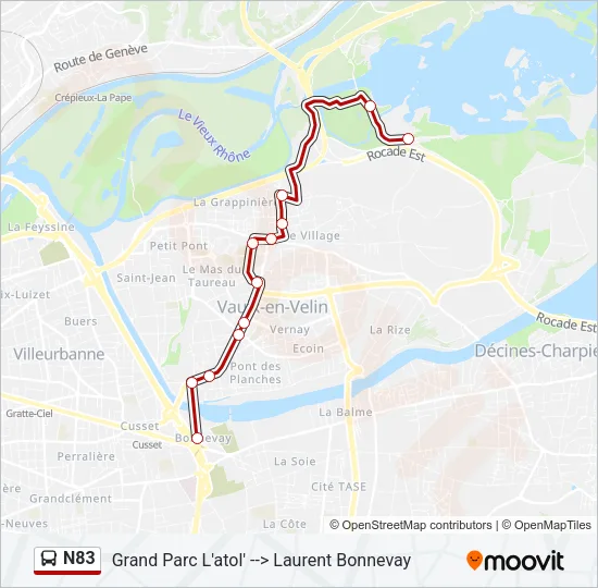 N83 Bus Line Map