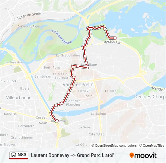 N83 Bus Line Map
