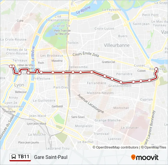TB11 Bus Line Map