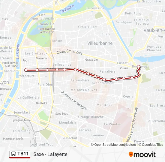 TB11 Bus Line Map