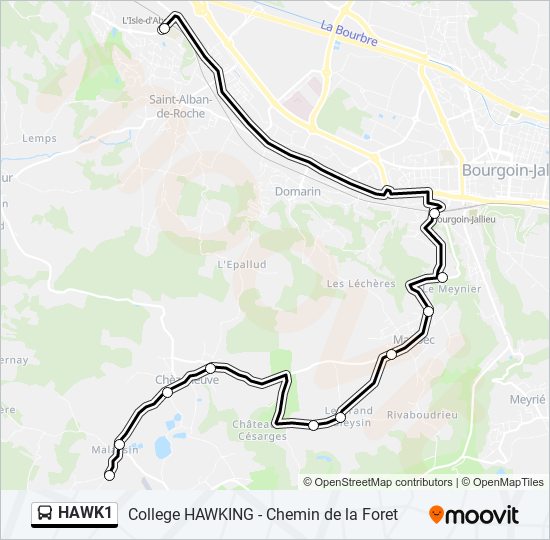 Plan de la ligne HAWK1 de bus