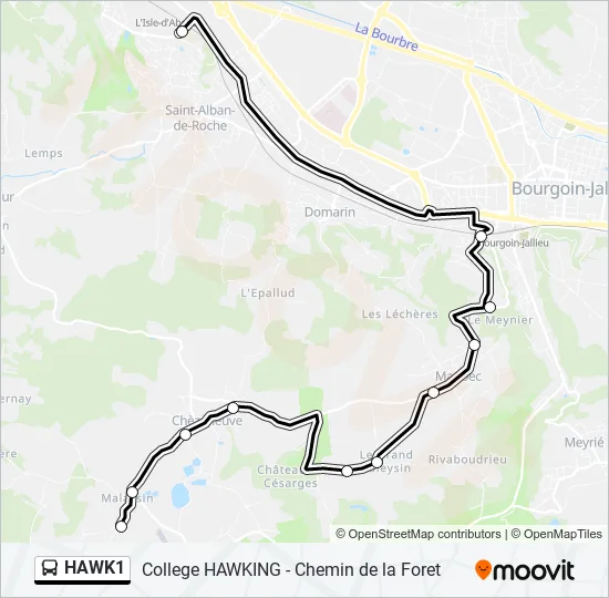 HAWK1 Bus Line Map