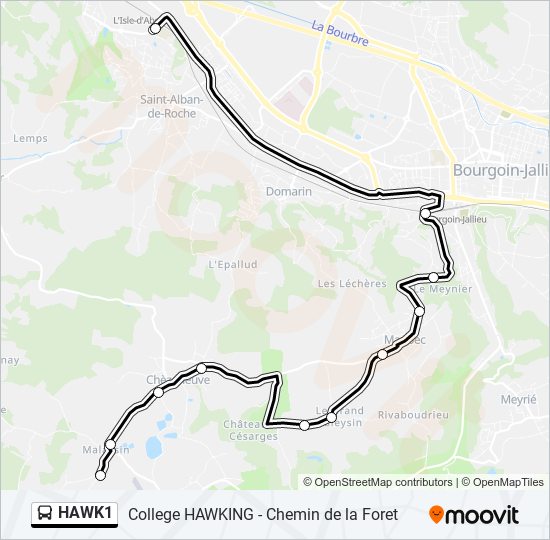 Plan de la ligne HAWK1 de bus