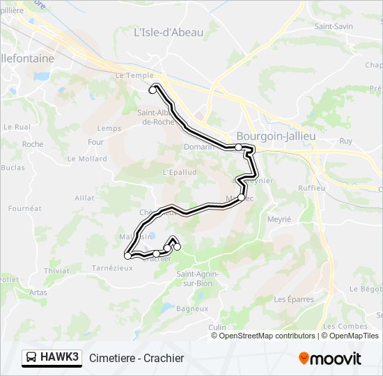 Plan de la ligne HAWK3 de bus