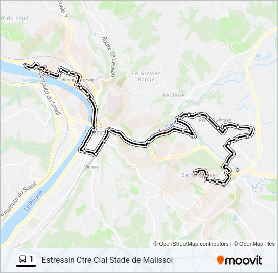 Plan de la ligne 1 de bus