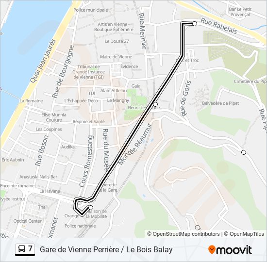 Plan de la ligne 7 de bus