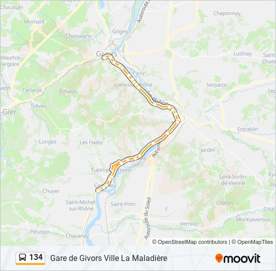 134 bus Line Map