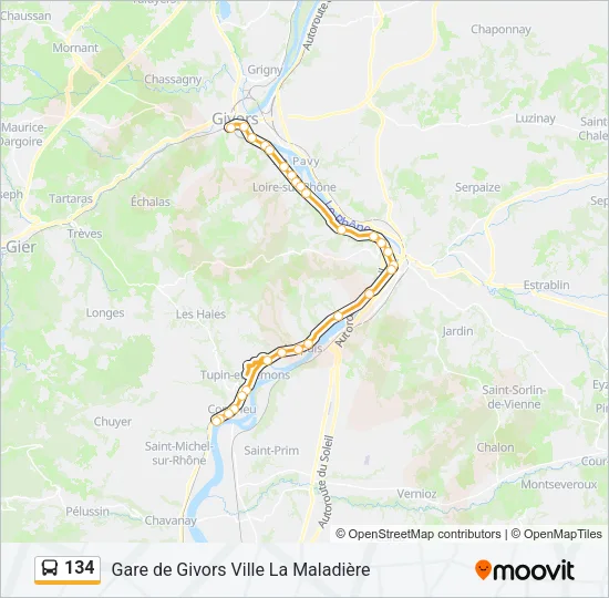 134 Bus Line Map