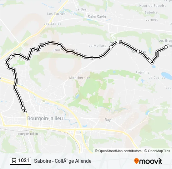 1021 Bus Line Map