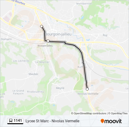 Plan de la ligne 1141 de bus