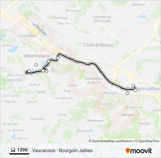 1390 Bus Line Map