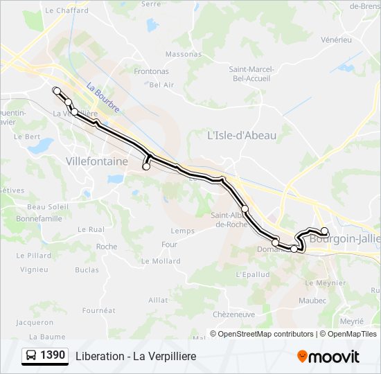 Plan de la ligne 1390 de bus