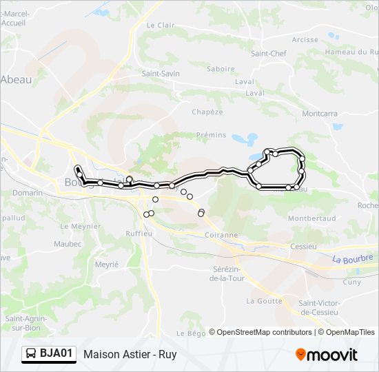 Plan de la ligne BJA01 de bus