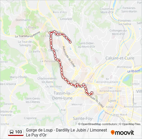 103 Bus Line Map