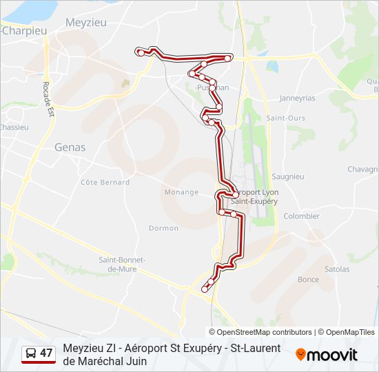 Plan de la ligne 47 de bus