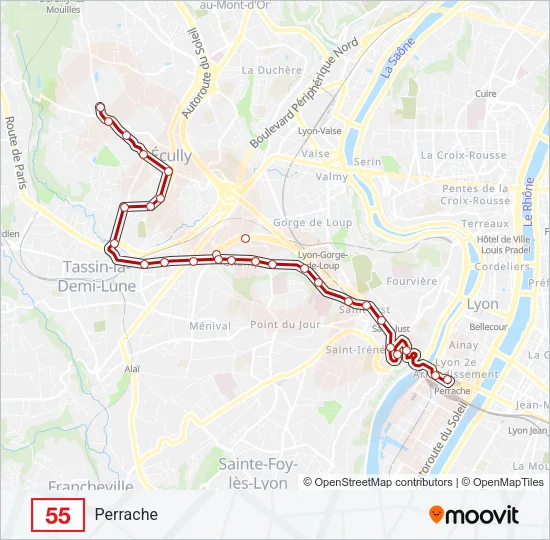 55 Bus Line Map