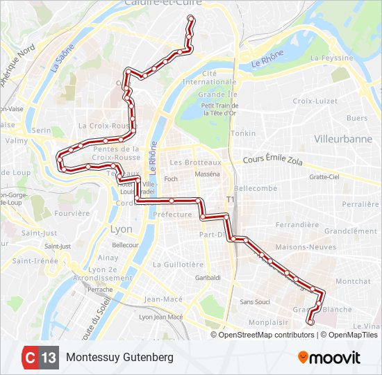 Mapa de C13 de autobús