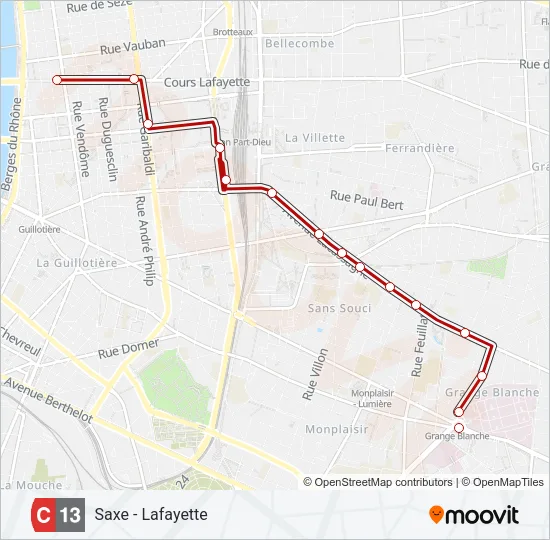 Mapa de C13 de autobús