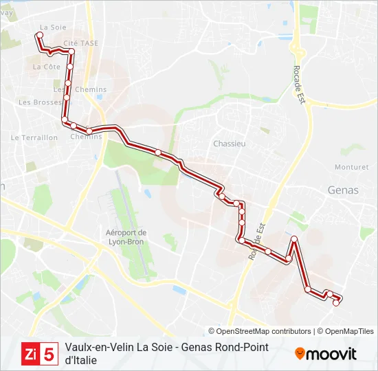 Plan de la ligne ZI5 de bus