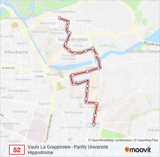 52 bus Line Map